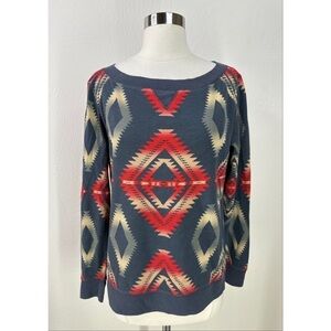 Chaps Denim Aztec Southwestern Long Sleeve Sweatshirt